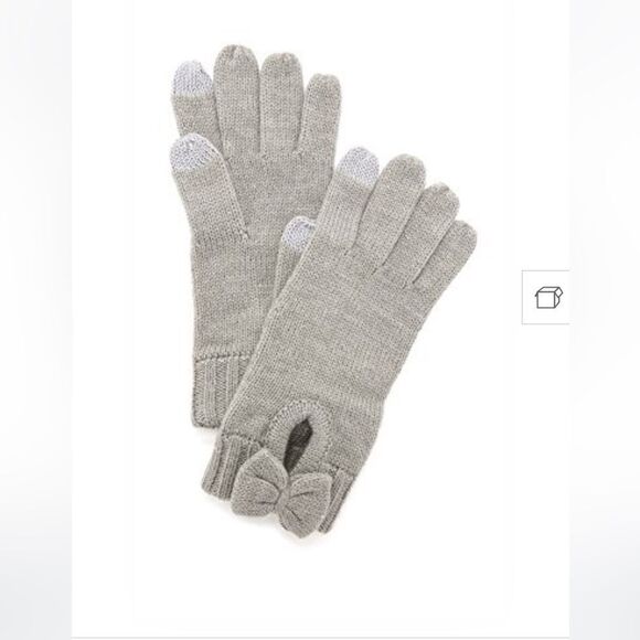 Kate Spade New York Women's Gathered Bow Gloves, Beanie and Scarf Grey Melange, - Picture 2 of 2